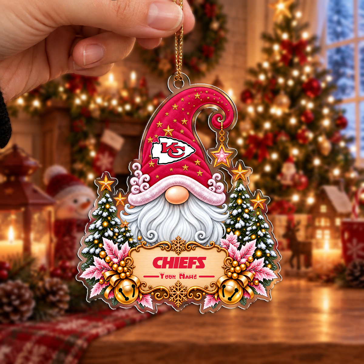 LIMITED EDITION - NEW CUSTOMIZED NFL01 KCC KANSAS CITY CHIEFS CHRISTMAS ACRYLIC ORNAMENT