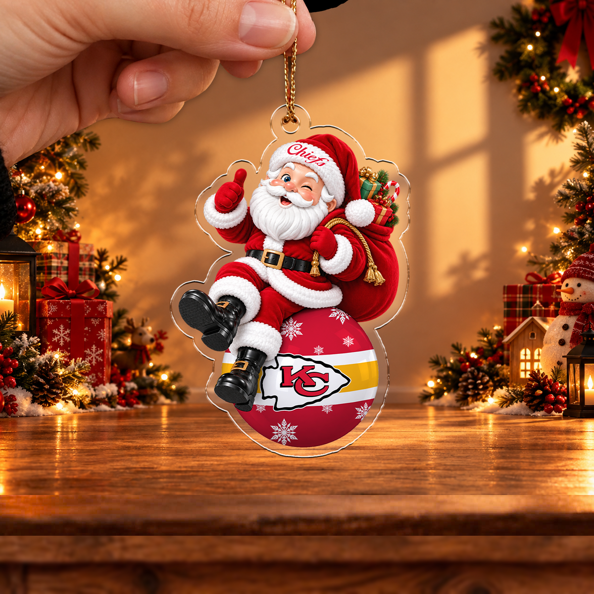 VIRAL EDITION - NEW CUSTOMIZED NFL01 KCC KANSAS CITY CHIEFS CHRISTMAS ACRYLIC ORNAMENT