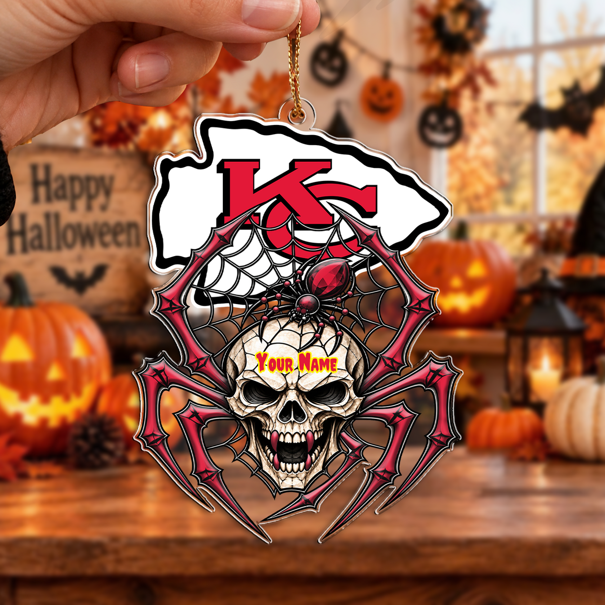 LIMITED EDITION - NEW CUSTOMIZED NFL01 KCC KANSAS CITY CHIEFS CHRISTMAS ACRYLIC ORNAMENT