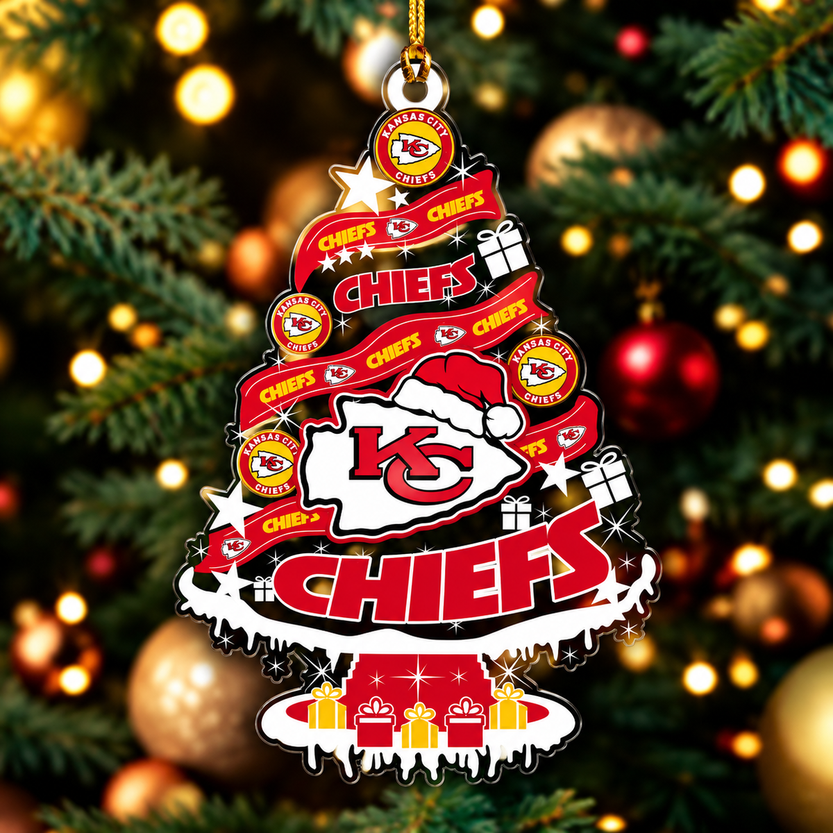 SPECIAL EDITION - NEW CUSTOMIZED NFL01 KCC KANSAS CITY CHIEFS CHRISTMAS ACRYLIC ORNAMENT