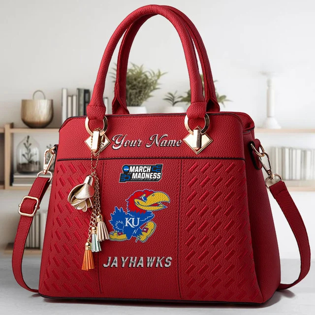VIRAL EDITON - NEW CUSTOMIZED NCAA MAM01 KSJ KS JAYHAWKS ZIP HANDBAG MULTICOLOR