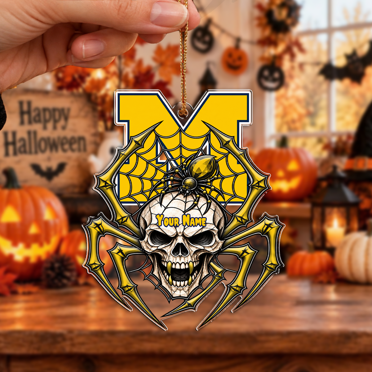FINAL SALE - NEW CUSTOMIZED NCAA CWS01 MIW MICHIGAN WOLVERINES HALLOWEEN ACRYLIC ORNAMENT