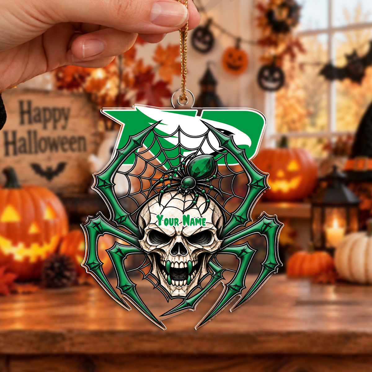 FINAL SALE - NEW CUSTOMIZED NCAA MFF01 NFH NORTH DAKOTA FIGHTING HAWKS HALLOWEEN ACRYLIC ORNAMENT