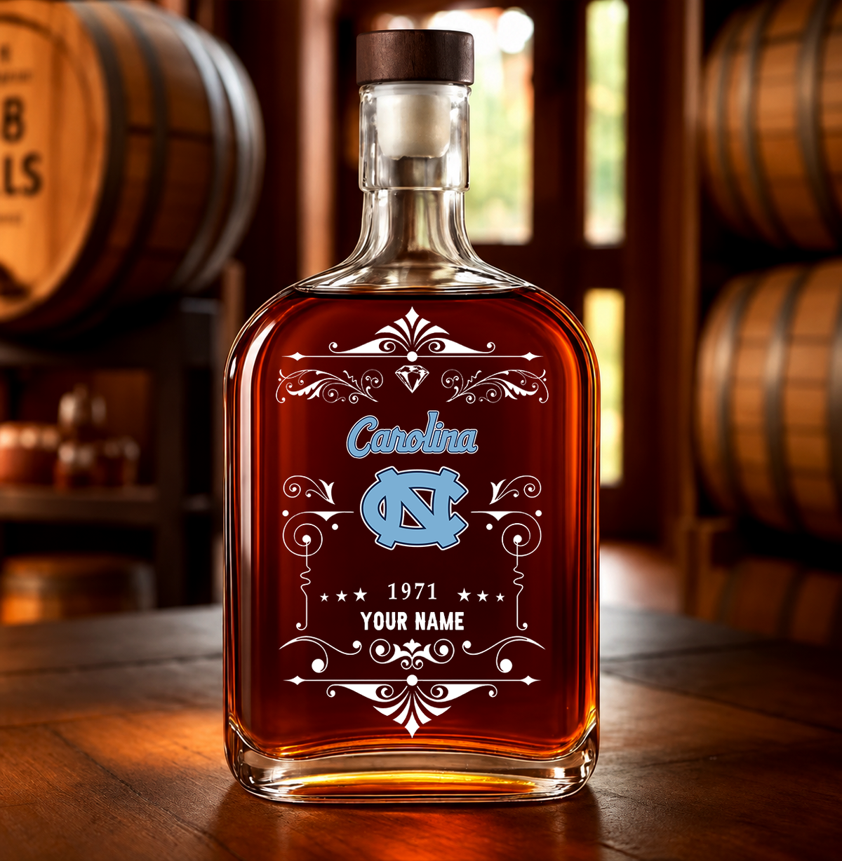 EXCLUSIVE EDITION - NEW CUSTOMIZED NCAA CFH01 NTH NORTH CAROLINA TAR HEELS LUXURY WHISKEY BOTTLE 450ML
