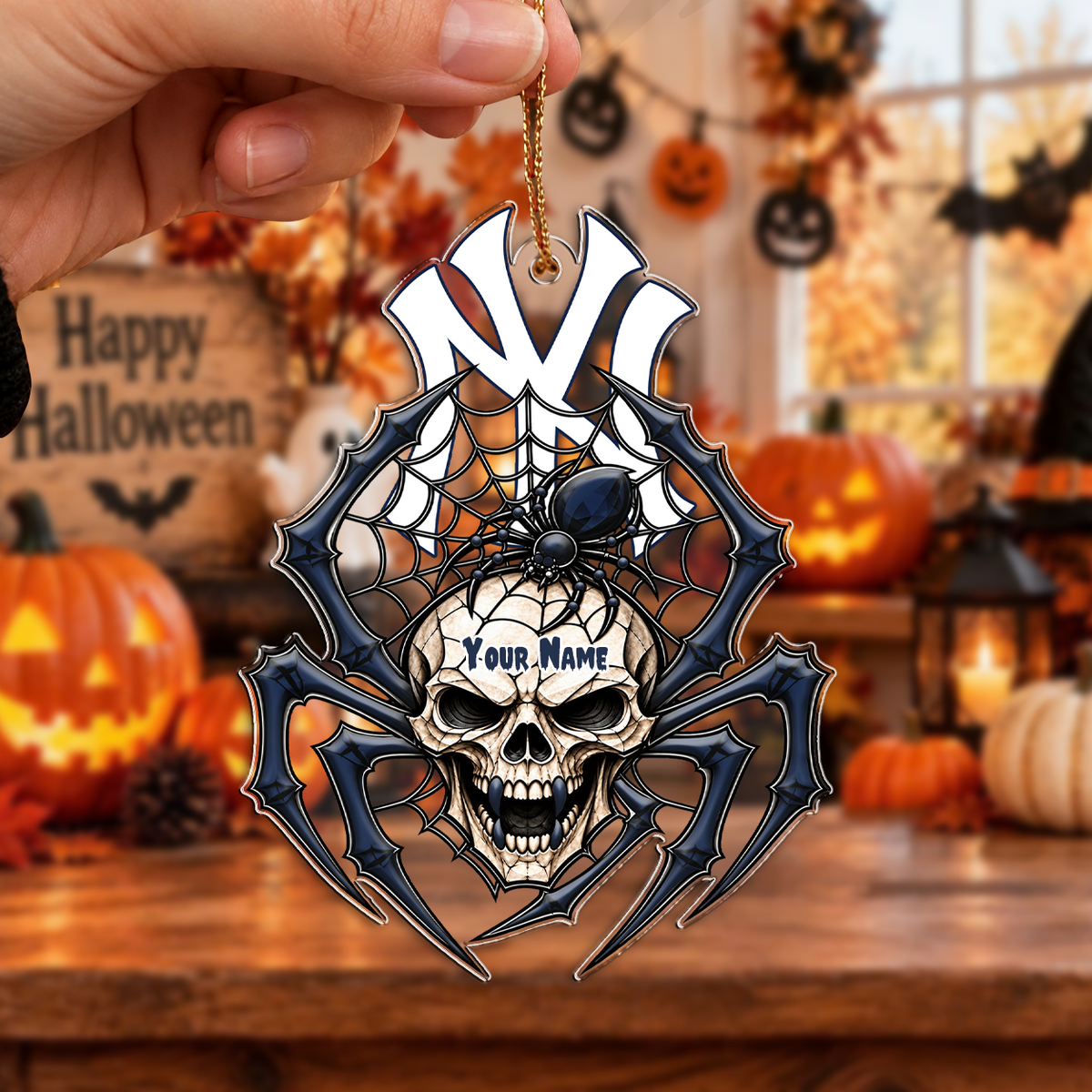 FINAL SALE - NEW CUSTOMIZED MLB01 NYY NEW YORK YANKEES HALLOWEEN ACRYLIC ORNAMENT