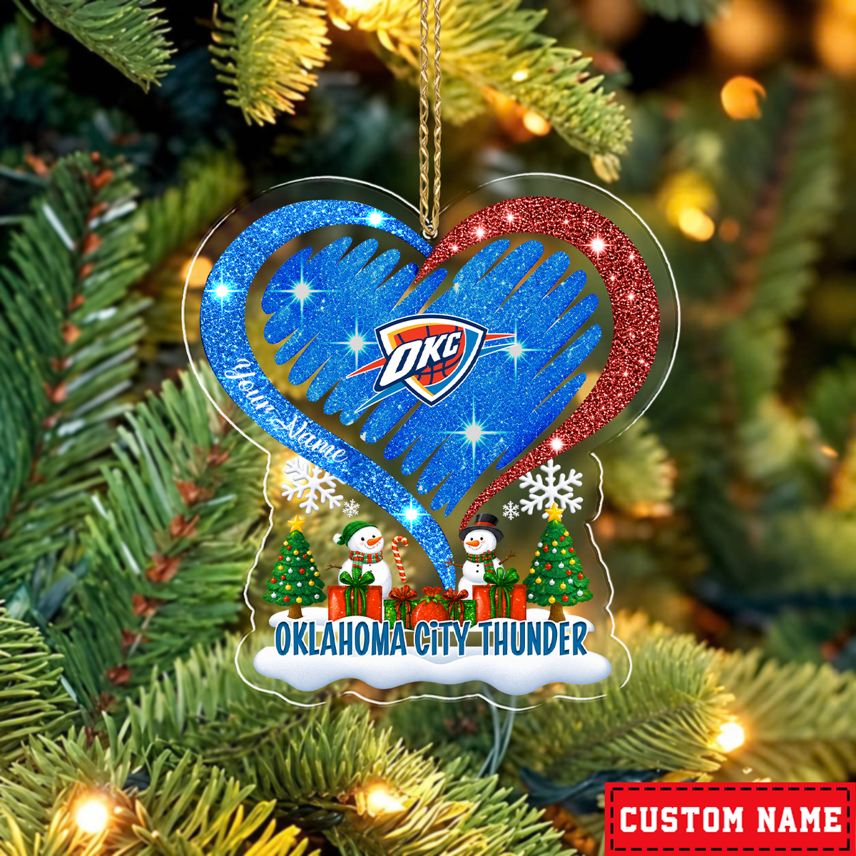 FLASH SALE - NEW CUSTOMIZED NBA01 OCT OKLAHOMA CITY THUNDER CHRISTMAS ACRYLIC ORNAMENT