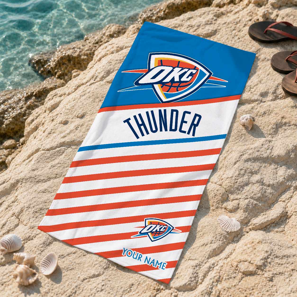 FINAL SALE - NEW CUSTOMIZED NBA01 OCT OKLAHOMA CITY THUNDER BEACH TOWEL FOR FAN