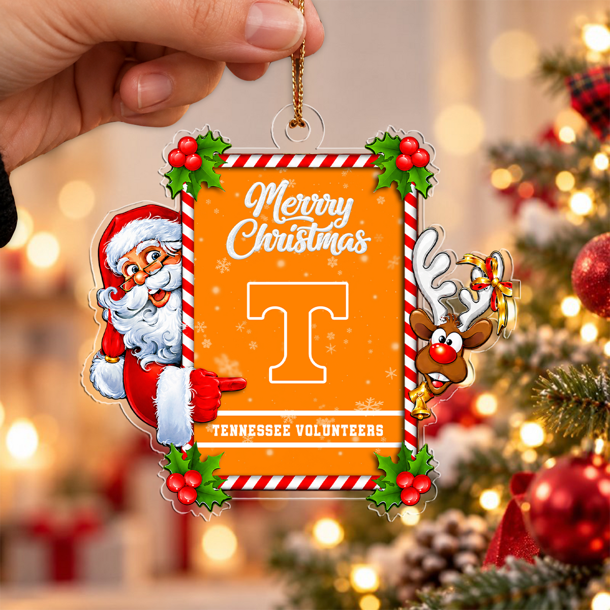 EXCLUSIVE EDITION - NEW CUSTOMIZED NCAA FBS01 TNV TENNESSEE VOLUNTEERS CHRISTMAS ACRYLIC ORNAMENT