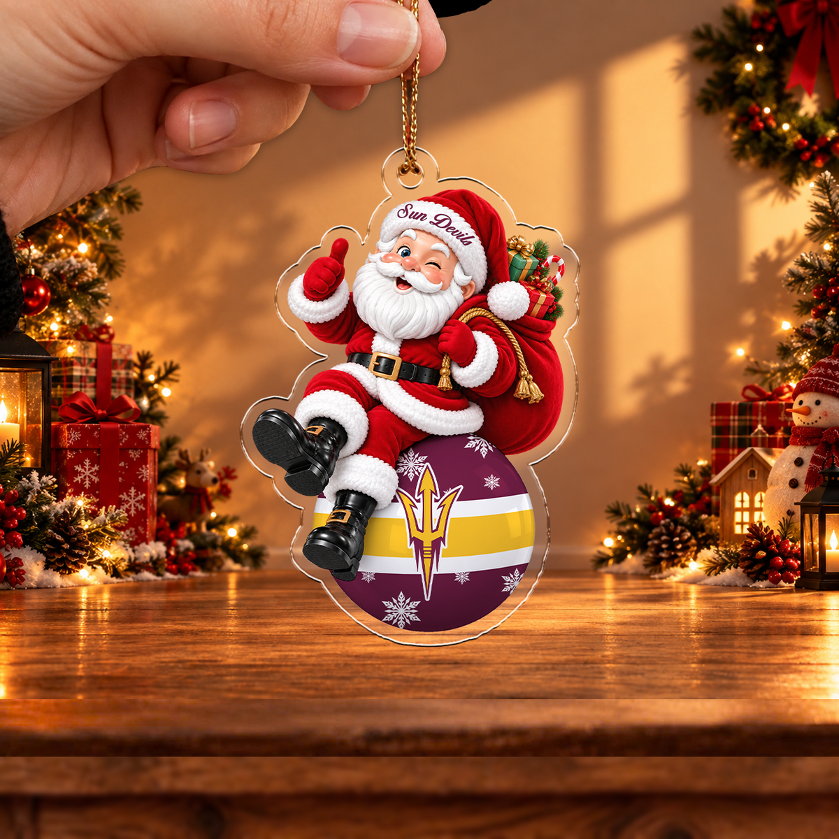 SPECIAL EDITION - NEW CUSTOMIZED NCAA CWS02 ASS ARIZONA STATE SUN DEVILS CHRISTMAS ACRYLIC ORNAMENT