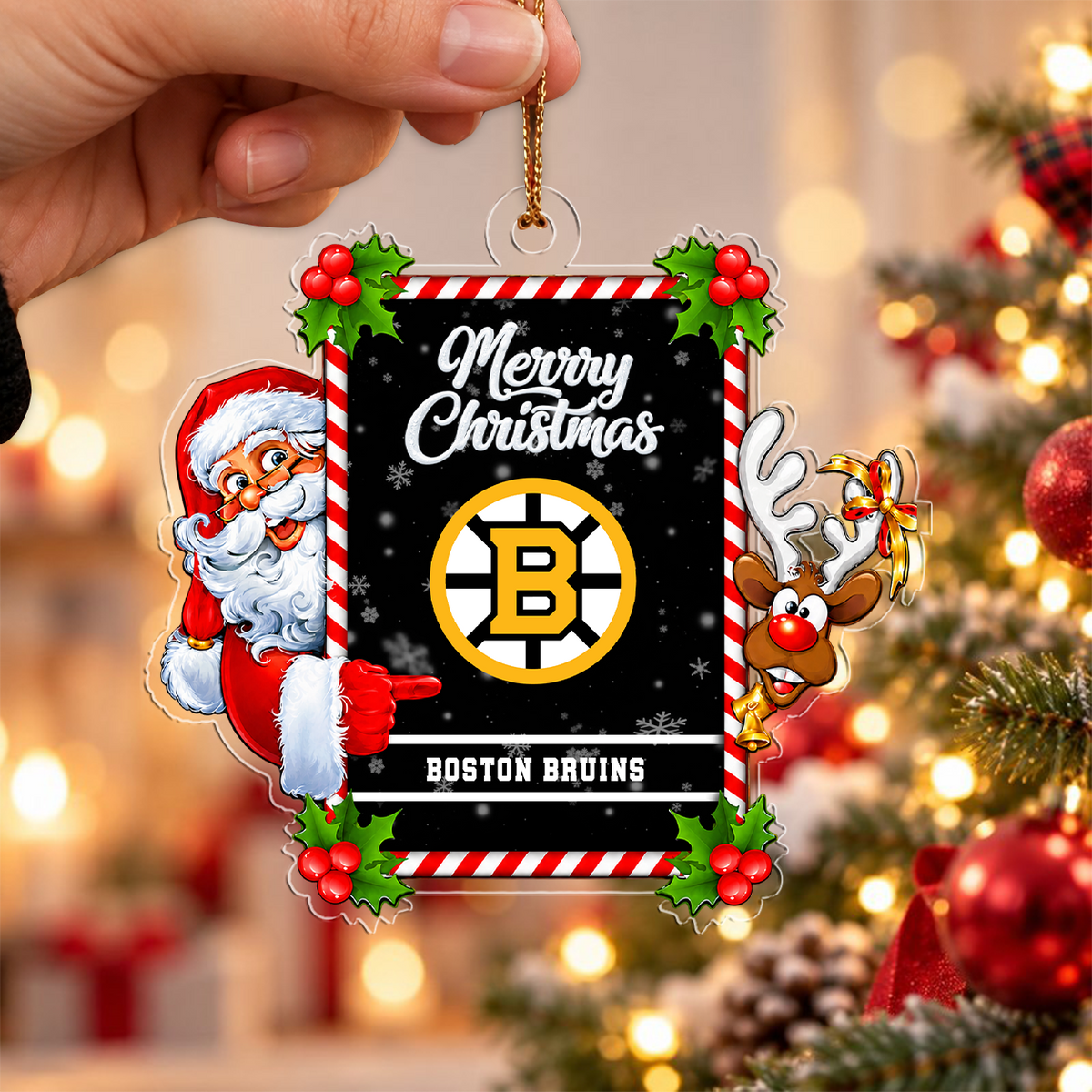 VIRAL EDITION - NEW CUSTOMIZED NHL02 BTB BOSTON BRUINS CHRISTMAS ACRYLIC ORNAMENT