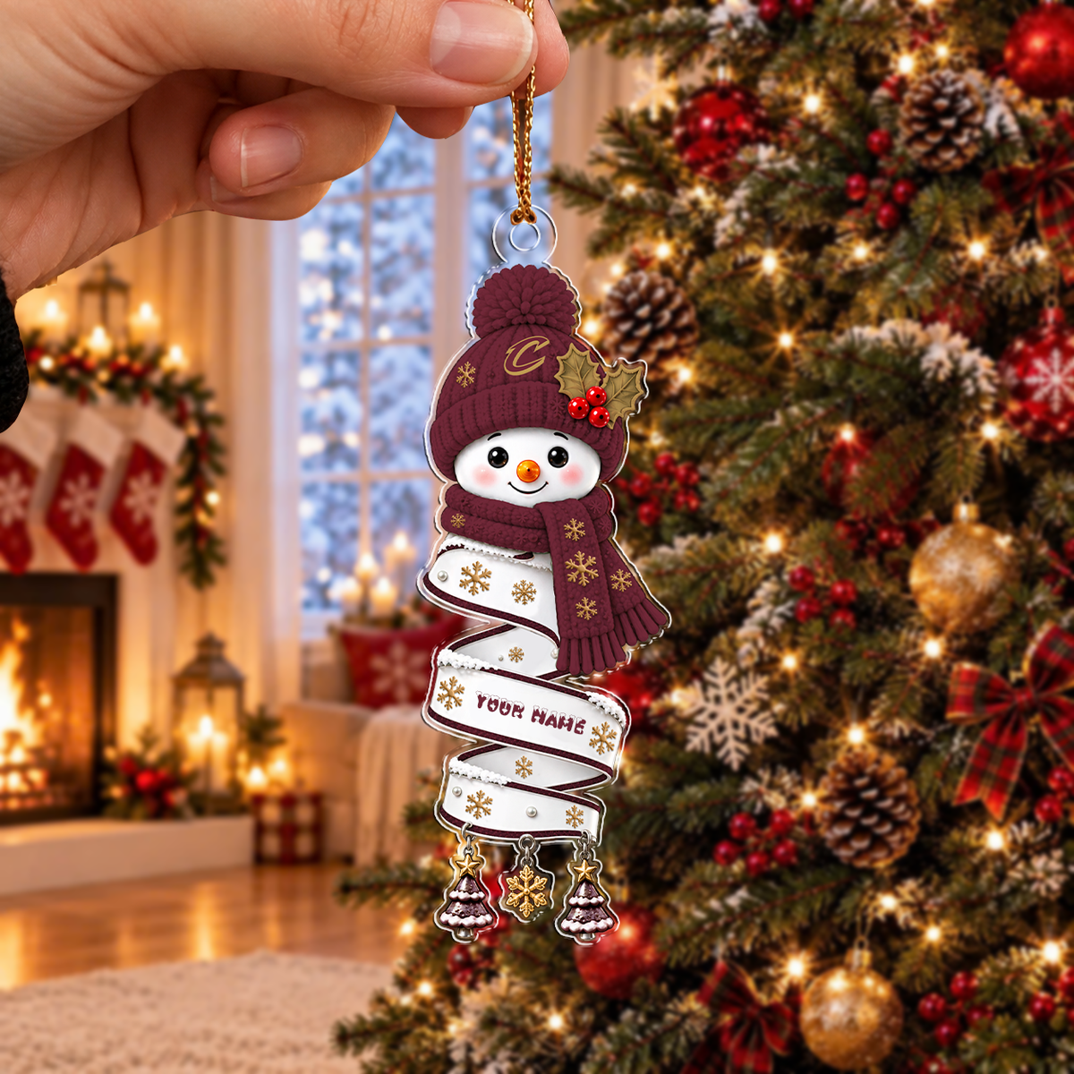 FINAL SALE - NEW CUSTOMIZED NBA02 CCA CLEVELAND CAVALIERS CHRISTMAS ACRYLIC ORNAMENT