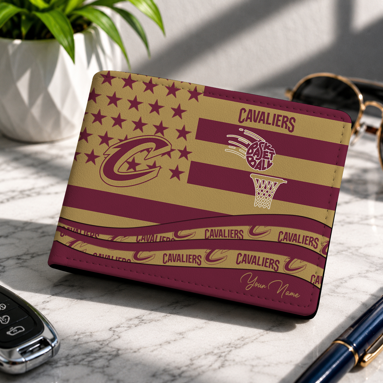 FINAL SALE - NEW CUSTOMIZED NBA02 CCA CLEVELAND CAVALIERS LEATHER WALLET