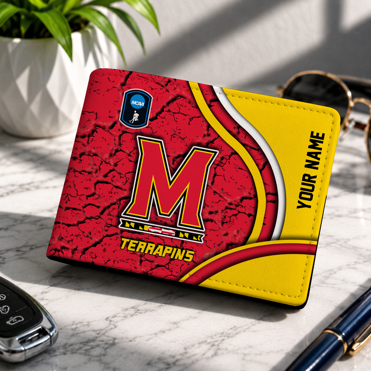 VIRAL EDITION - NEW CUSTOMIZED NCAA CFH02 MLT MARYLAND TERRAPINS LEATHER WALLET