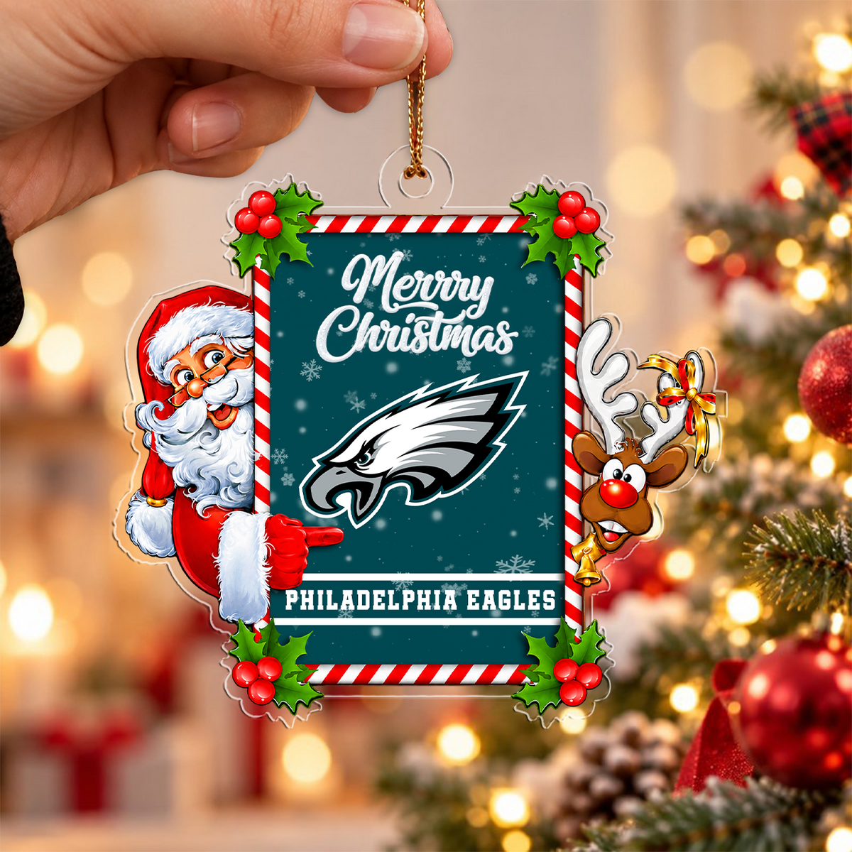 FINAL SALE - NEW CUSTOMIZED NFL02 PPE PHILADELPHIA EAGLES CHRISTMAS ACRYLIC ORNAMENT