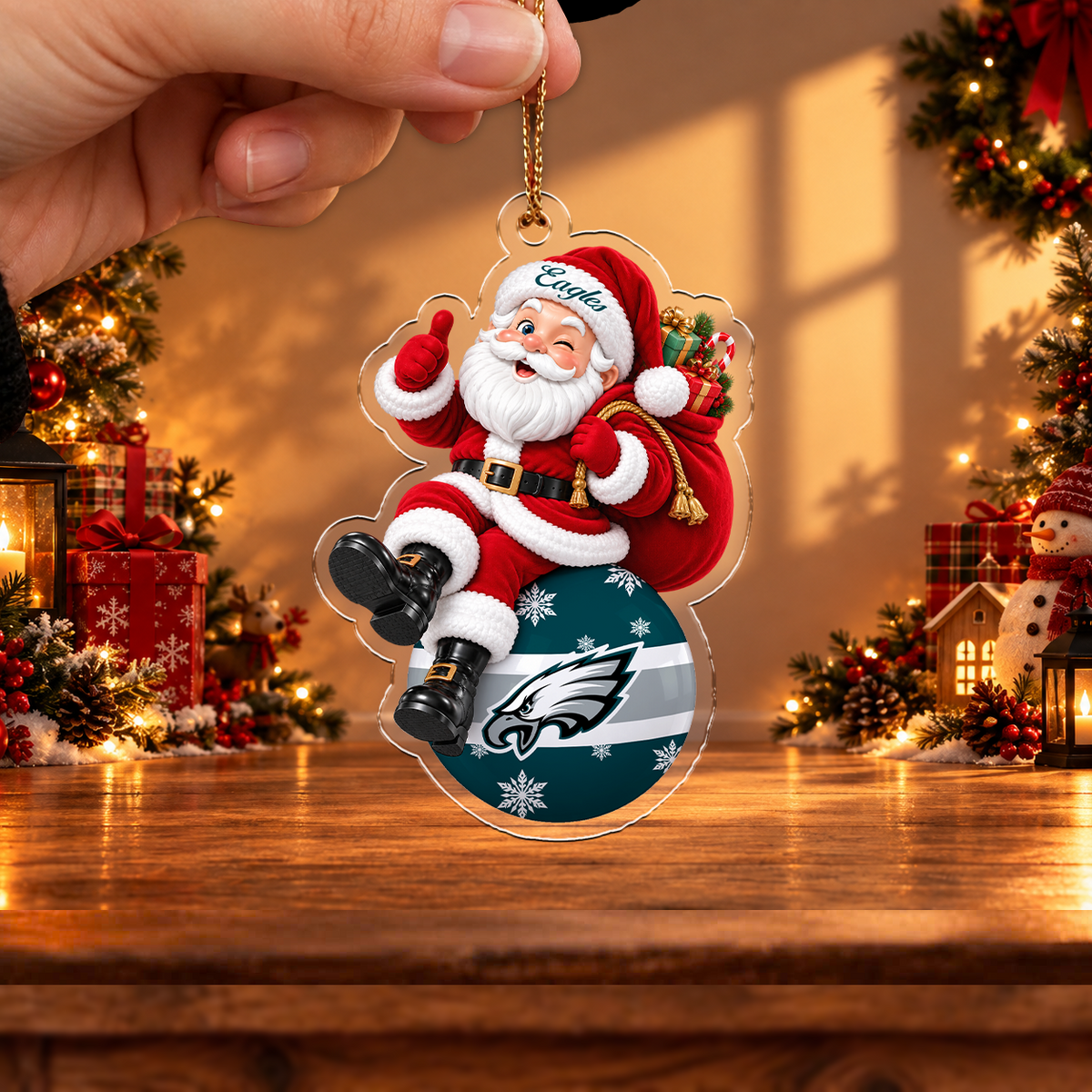 VIRAL EDITION - NEW CUSTOMIZED NFL02 PPE PHILADELPHIA EAGLES CHRISTMAS ACRYLIC ORNAMENT