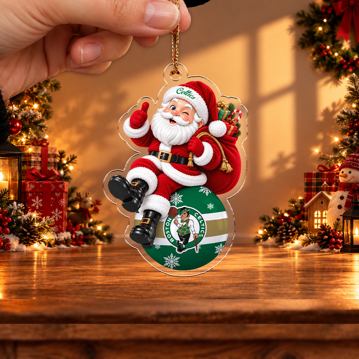 VIRAL EDITION - NEW CUSTOMIZED NBA03 BCE BOSTON CELTICS CHRISTMAS ACRYLIC ORNAMENT