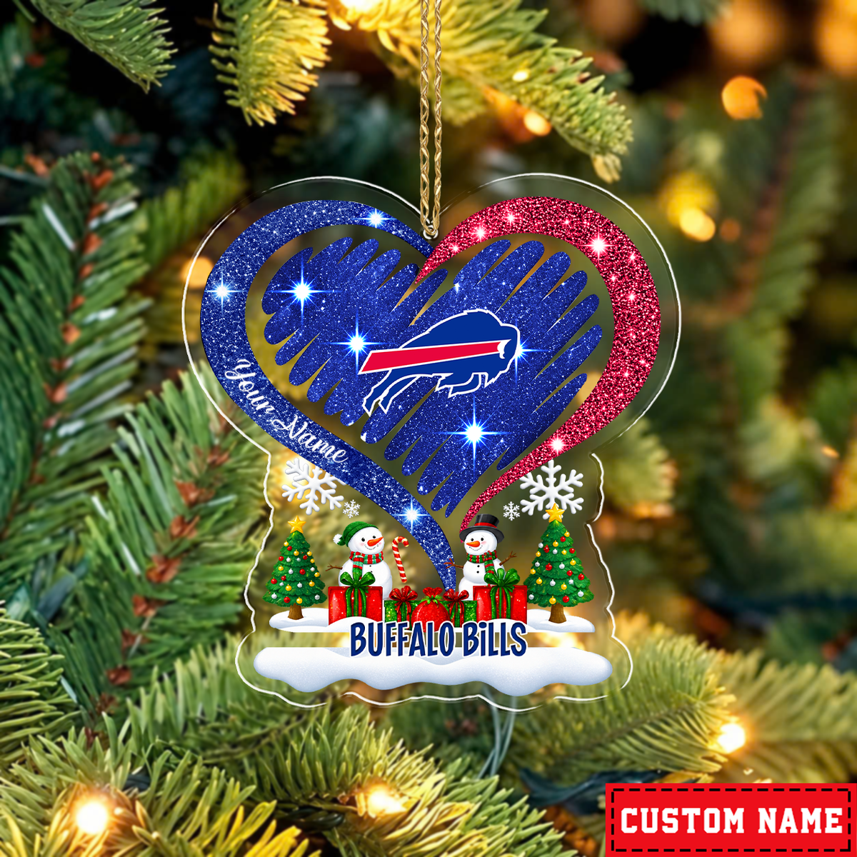 LIMITED EDITION - NEW CUSTOMIZED NFL03 BFB BUFFALO BILLS CHRISTMAS ACRYLIC ORNAMENT