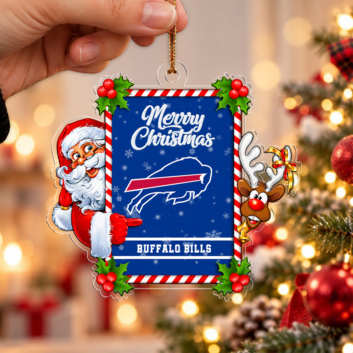 FINAL SALE - NEW CUSTOMIZED NFL03 BFB BUFFALO BILLS CHRISTMAS ACRYLIC ORNAMENT