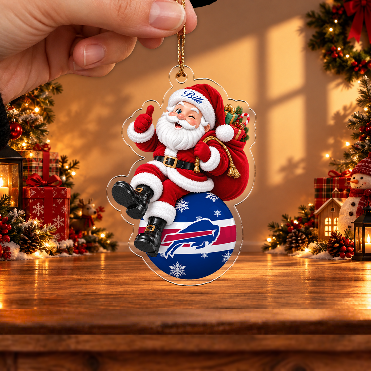 VIRAL EDITION - NEW CUSTOMIZED NFL03 BFB BUFFALO BILLS CHRISTMAS ACRYLIC ORNAMENT