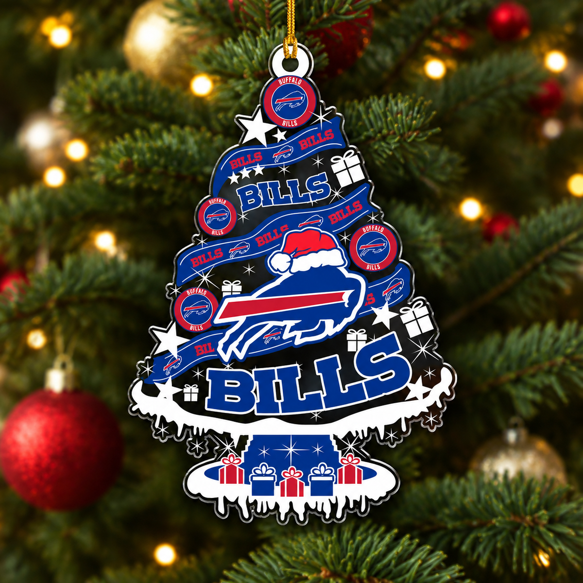 SPECIAL EDITION - NEW CUSTOMIZED NFL03 BFB BUFFALO BILLS CHRISTMAS ACRYLIC ORNAMENT