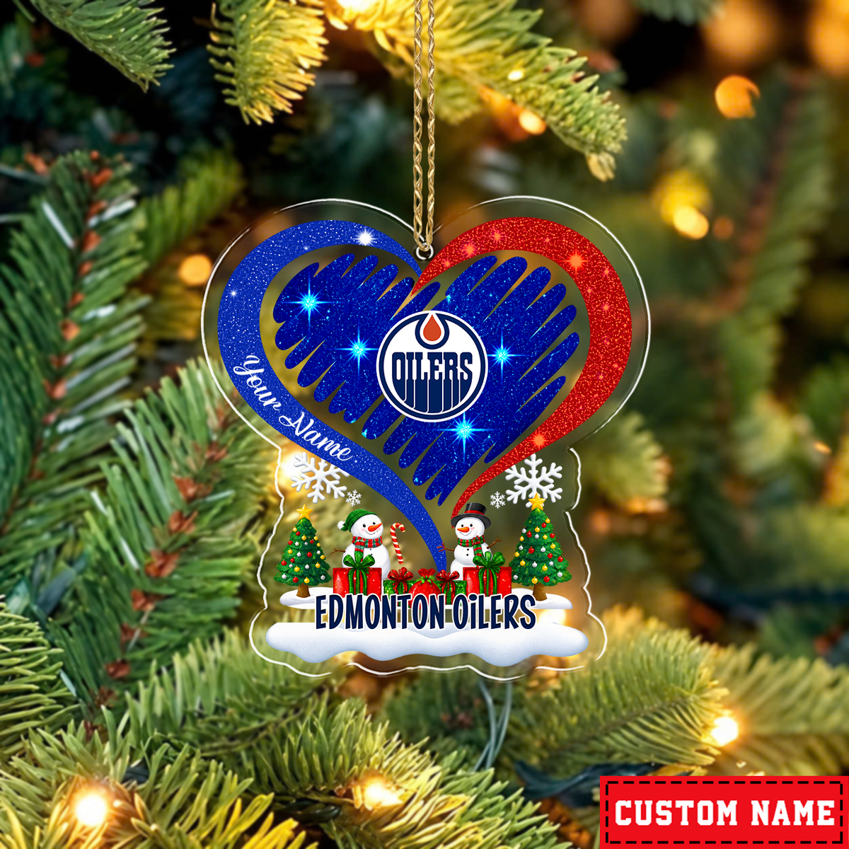 LIMITED EDITION - NEW CUSTOMIZED NHL03 EMO EDMONTON OILERS CHRISTMAS ACRYLIC ORNAMENT