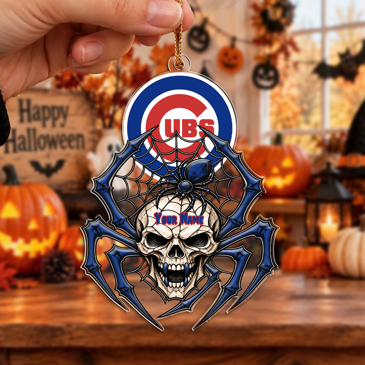 FINAL SALE - NEW CUSTOMIZED MLB04 CCS CHICAGO CUBS HALLOWEEN ACRYLIC ORNAMENT