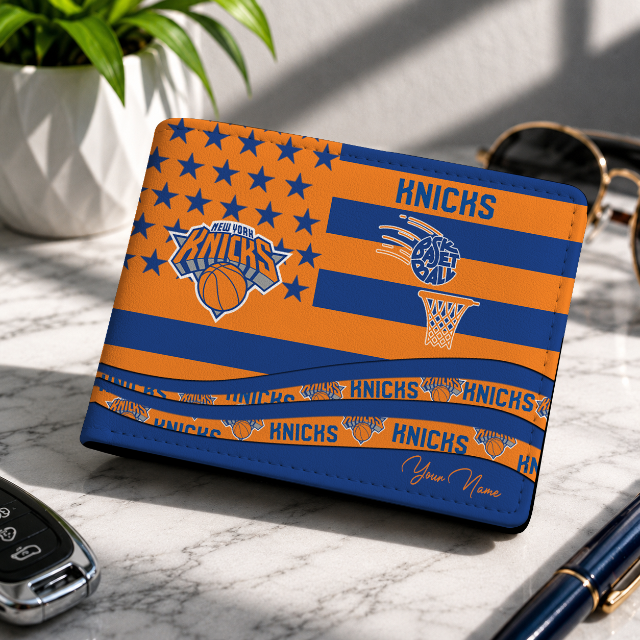FINAL SALE - NEW CUSTOMIZED NBA04 NYK NEW YORK KNICKS LEATHER WALLET