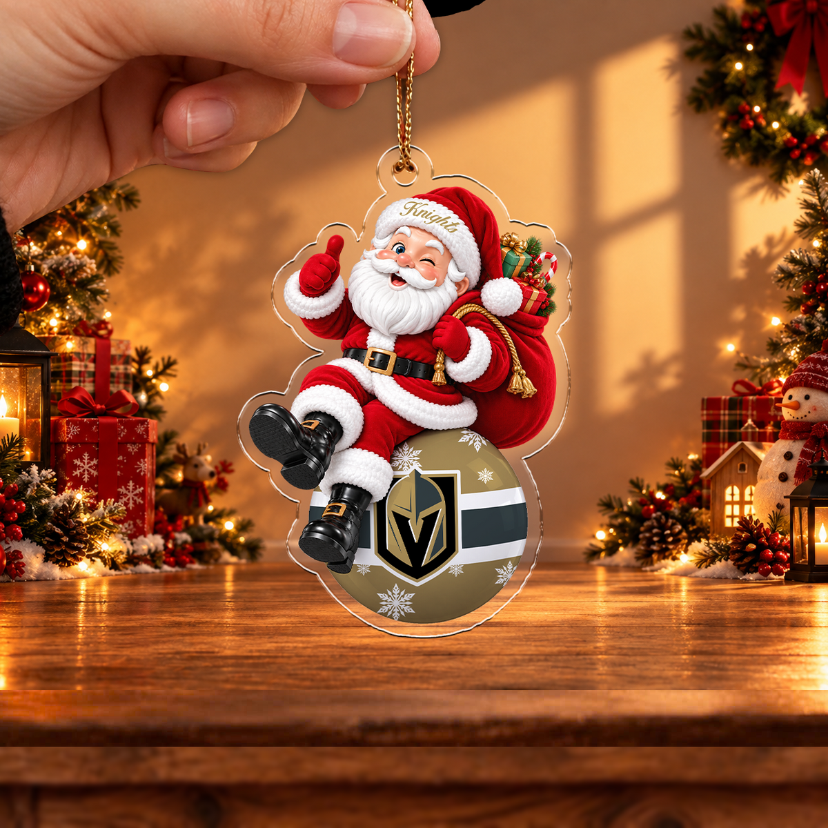 FINAL SALE - NEW CUSTOMIZED NHL04 VGK VEGAS GOLDEN KNIGHTS CHRISTMAS ACRYLIC ORNAMENT