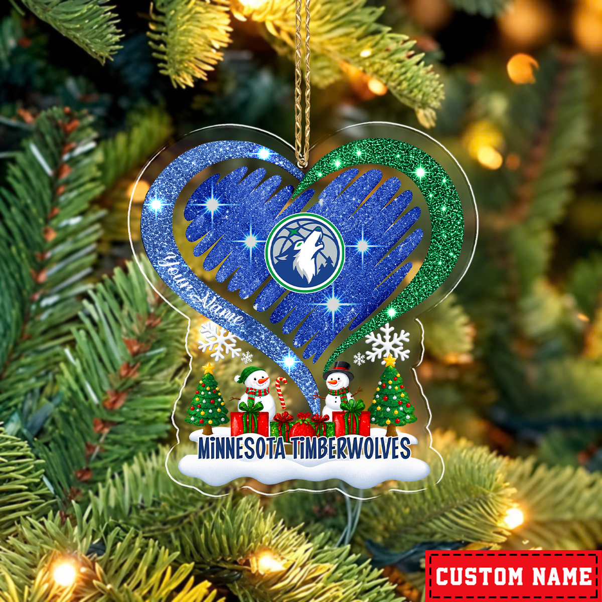 FLASH SALE - NEW CUSTOMIZED NBA05 MTW MINNESOTA TIMBERWOLVES CHRISTMAS ACRYLIC ORNAMENT
