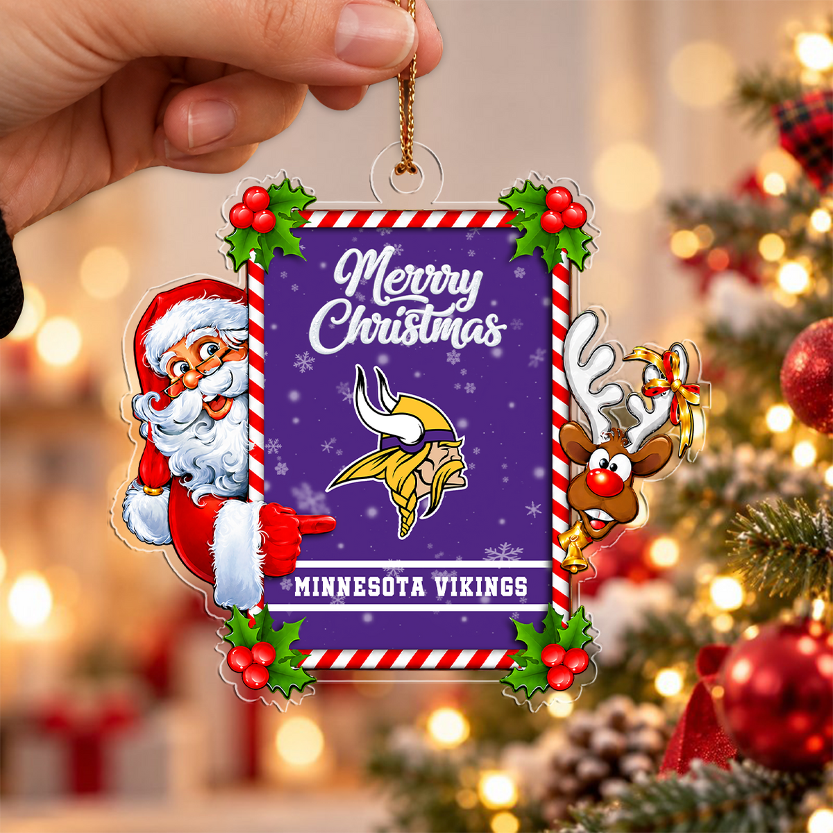 FINAL SALE - NEW CUSTOMIZED NFL05 MVK MINNESOTA VIKINGS CHRISTMAS ACRYLIC ORNAMENT