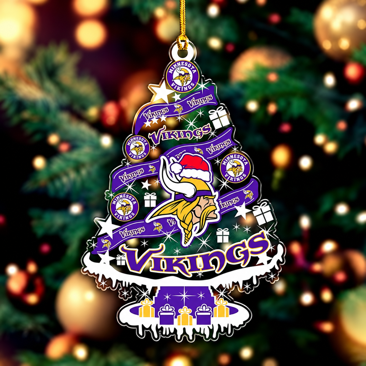 SPECIAL EDITION - NEW CUSTOMIZED NFL05 MVK MINNESOTA VIKINGS CHRISTMAS ACRYLIC ORNAMENT