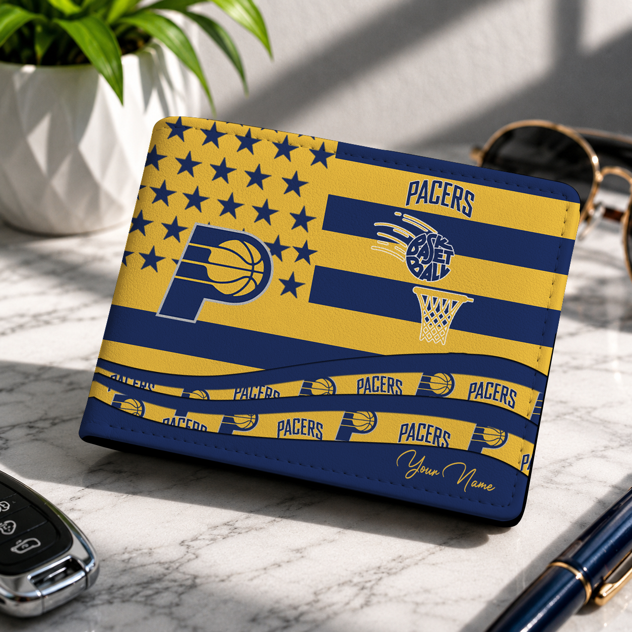 FINAL SALE - NEW CUSTOMIZED NBA06 IPA INDIANA PACERS LEATHER WALLET
