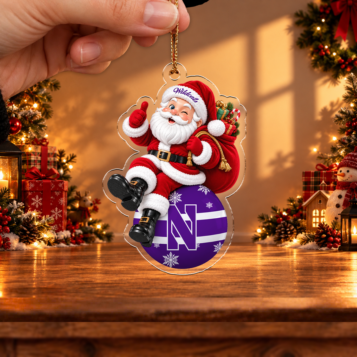 FLASH SALE - NEW CUSTOMIZED NCAA CFH06 NOW NORTHWESTERN WILDCATS CHRISTMAS ACRYLIC ORNAMENT