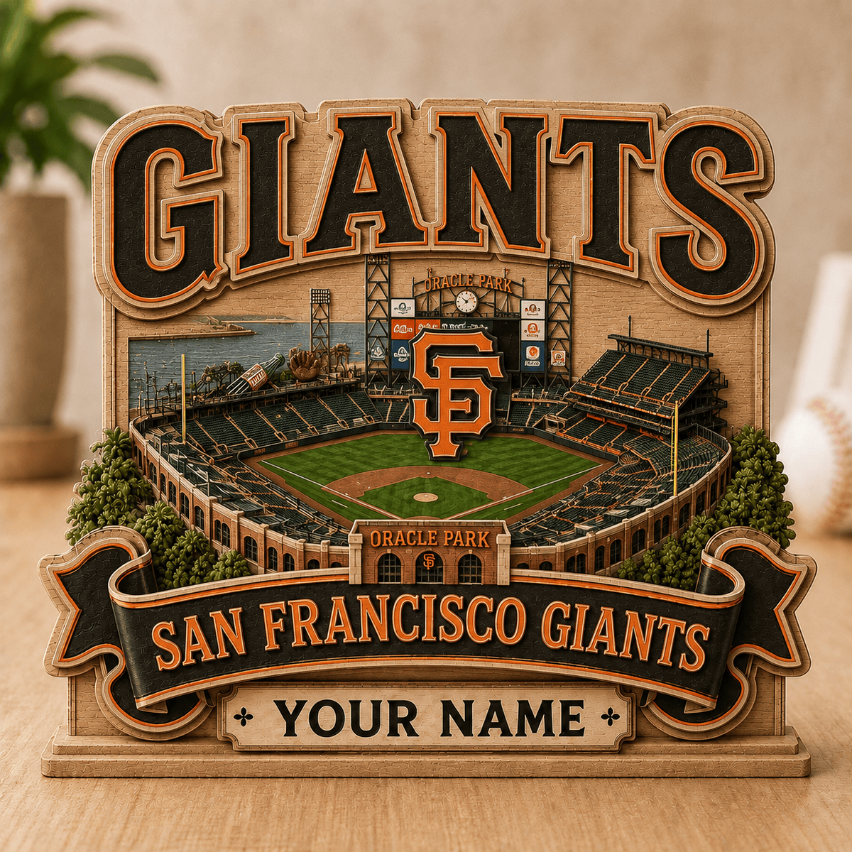 FINAL SALE - NEW CUSTOMIZED MLB06 SFG SAN FRANCISCO GIANTS 3-LAYER WOODEN BLOCK