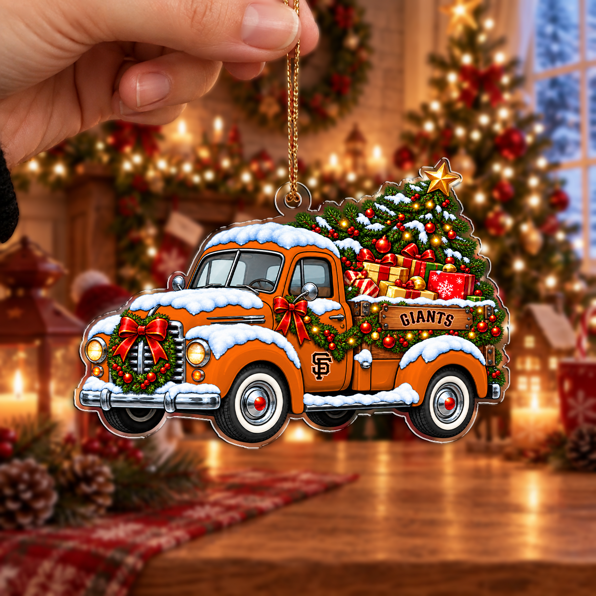 FINAL SALE - NEW CUSTOMIZED MLB06 SFG SAN FRANCISCO GIANTS CHRISTMAS ACRYLIC ORNAMENT