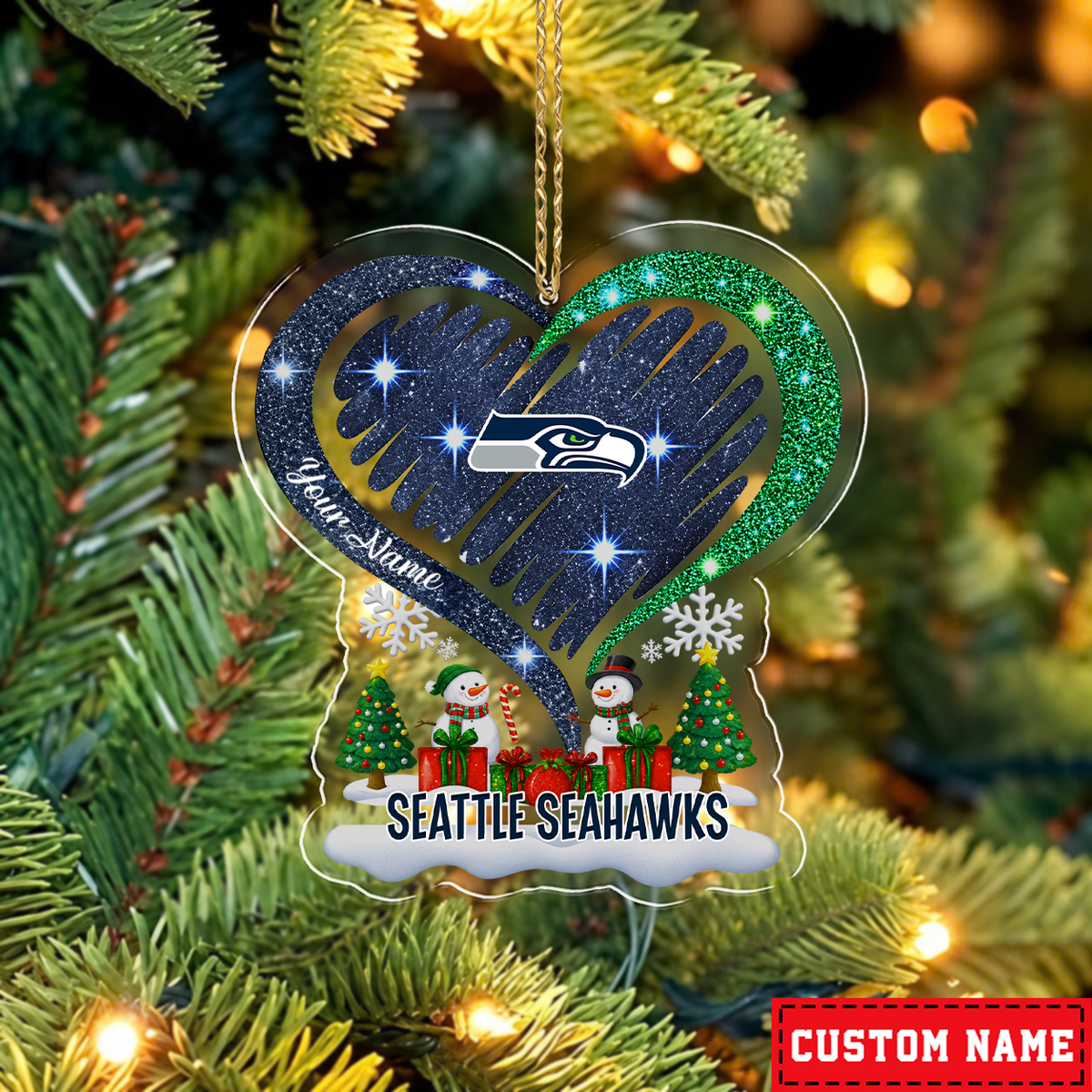 LIMITED EDITION - NEW CUSTOMIZED NFL06 SSH SEATTLE SEAHAWKS CHRISTMAS ACRYLIC ORNAMENT