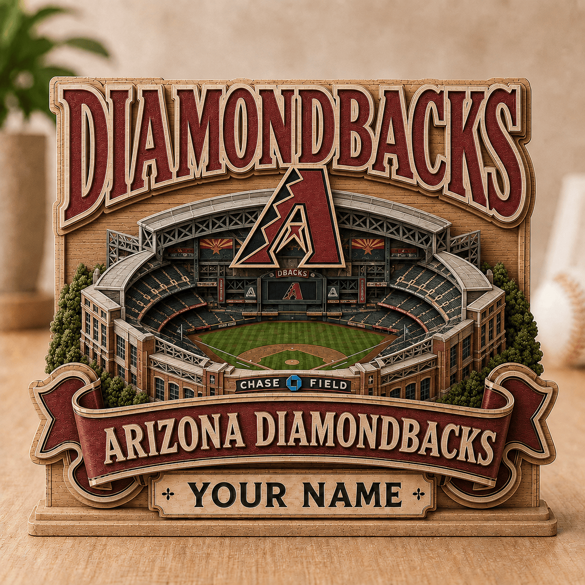 FINAL SALE - NEW CUSTOMIZED MLB07 ADS ARIZONA DIAMONDBACKS 3-LAYER WOODEN BLOCK
