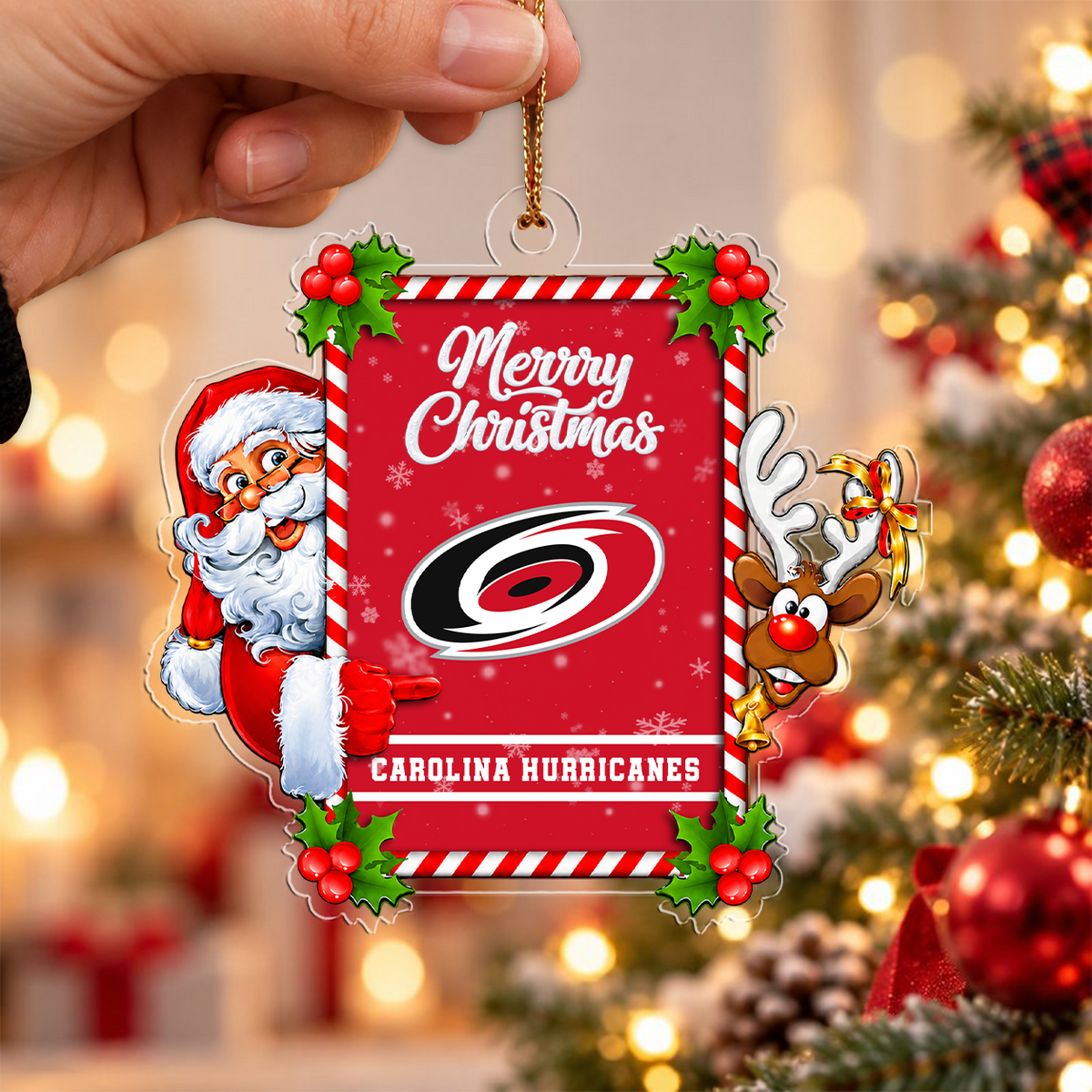 VIRAL EDITION - NEW CUSTOMIZED NHL07 CLH CAROLINA HURRICANES CHRISTMAS ACRYLIC ORNAMENT