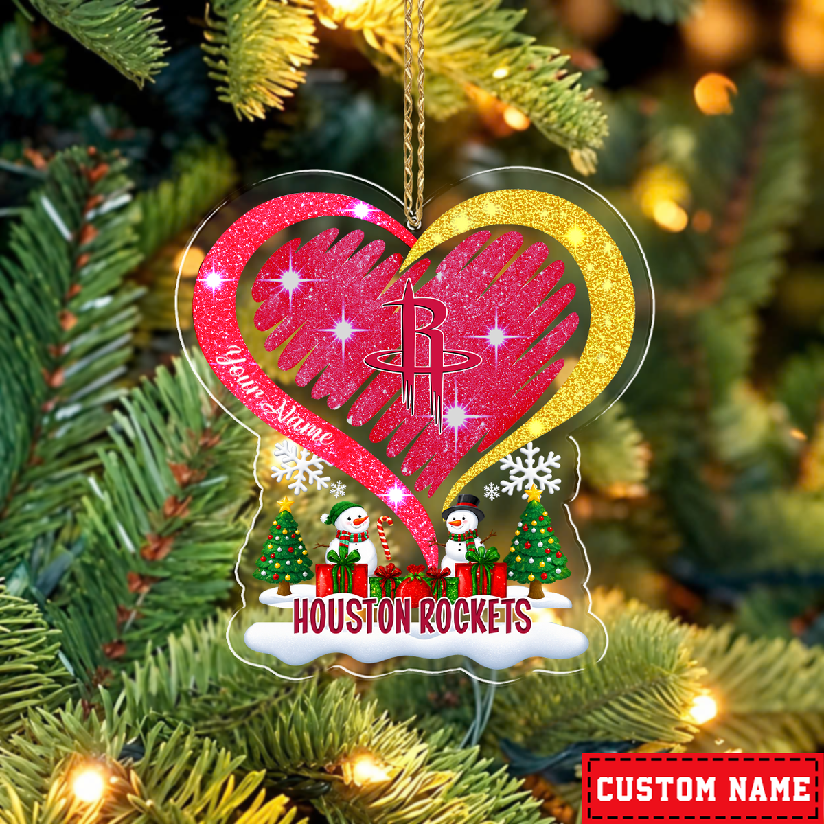 FLASH SALE - NEW CUSTOMIZED NBA07 HRO HOUSTON ROCKETS CHRISTMAS ACRYLIC ORNAMENT