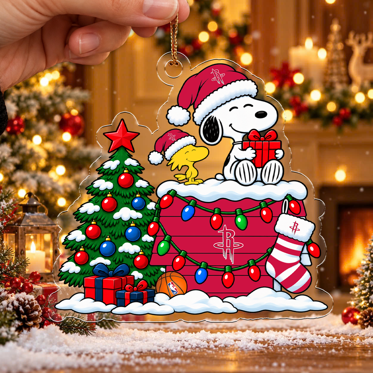 FLASH SALE - NEW CUSTOMIZED NBA07 HRO HOUSTON ROCKETS CHRISTMAS ACRYLIC ORNAMENT