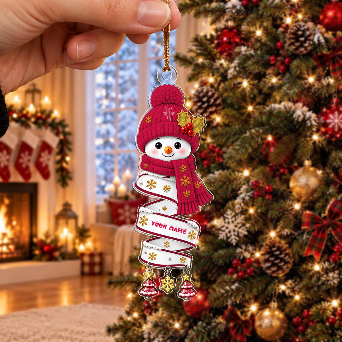 FINAL SALE - NEW CUSTOMIZED NBA07 HRO HOUSTON ROCKETS CHRISTMAS ACRYLIC ORNAMENT