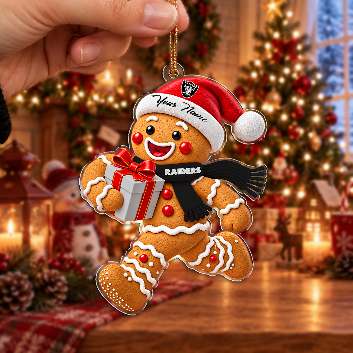 FINAL SALE - NEW CUSTOMIZED NFL07 LVR LAS VEGAS RAIDERS CHRISTMAS ACRYLIC ORNAMENT