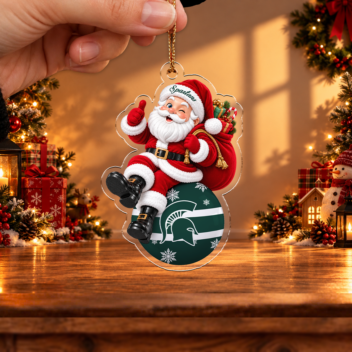 FLASH SALE - NEW CUSTOMIZED NCAA MAM07 MSS MICHIGAN STATE SPARTANS HALLOWEEN ACRYLIC ORNAMENT