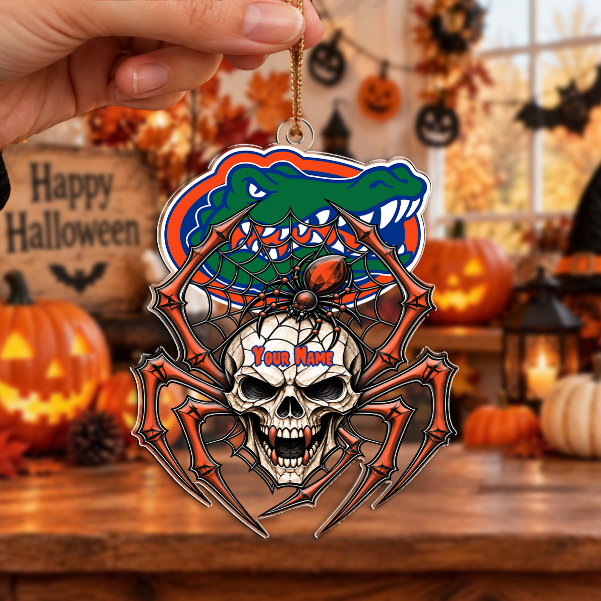 FINAL SALE - NEW CUSTOMIZED NCAA CWS08 FLG FLORIDA GATORS HALLOWEEN ACRYLIC ORNAMENT