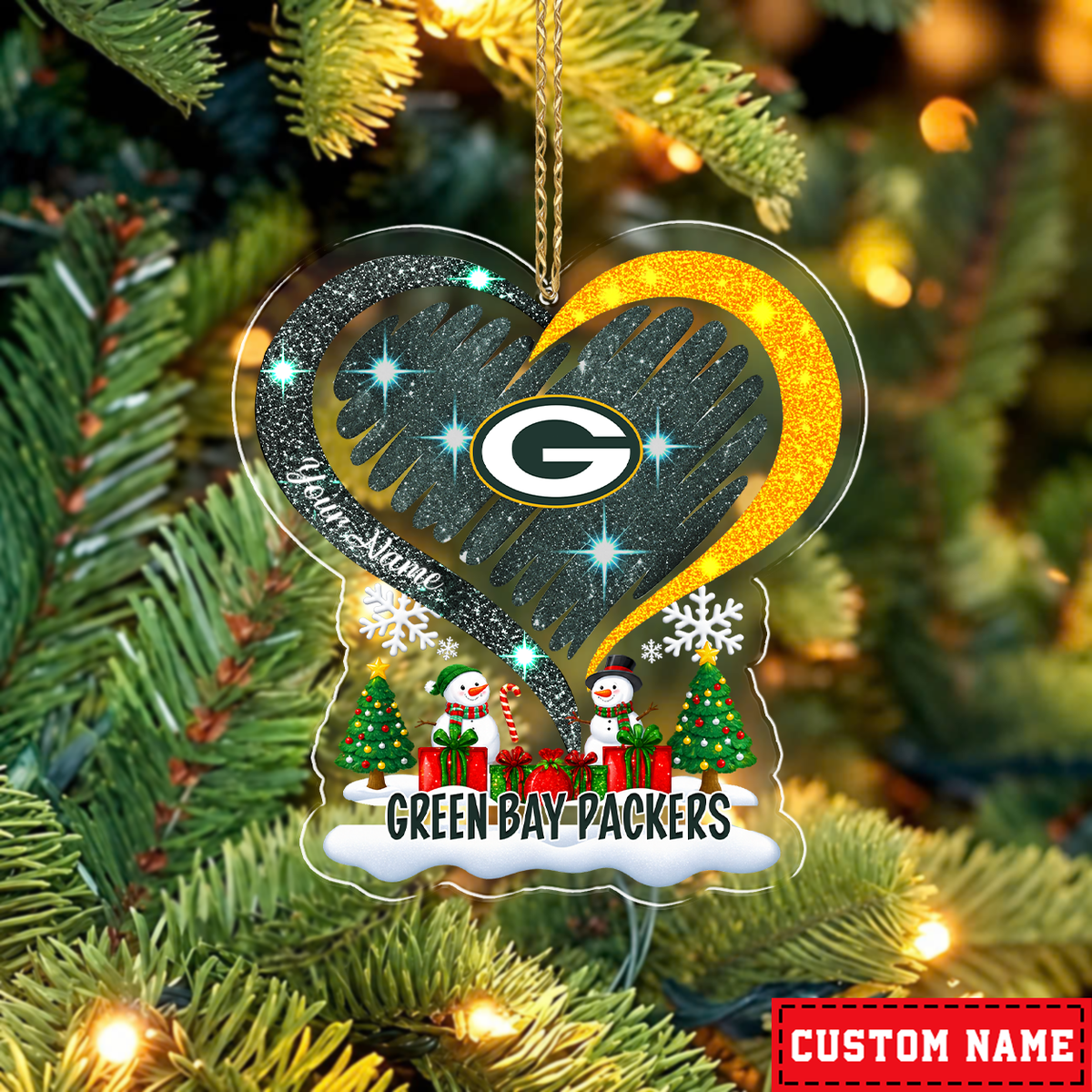 LIMITED EDITION - NEW CUSTOMIZED NFL08 GBP GREEN BAY PACKERS CHRISTMAS ACRYLIC ORNAMENT