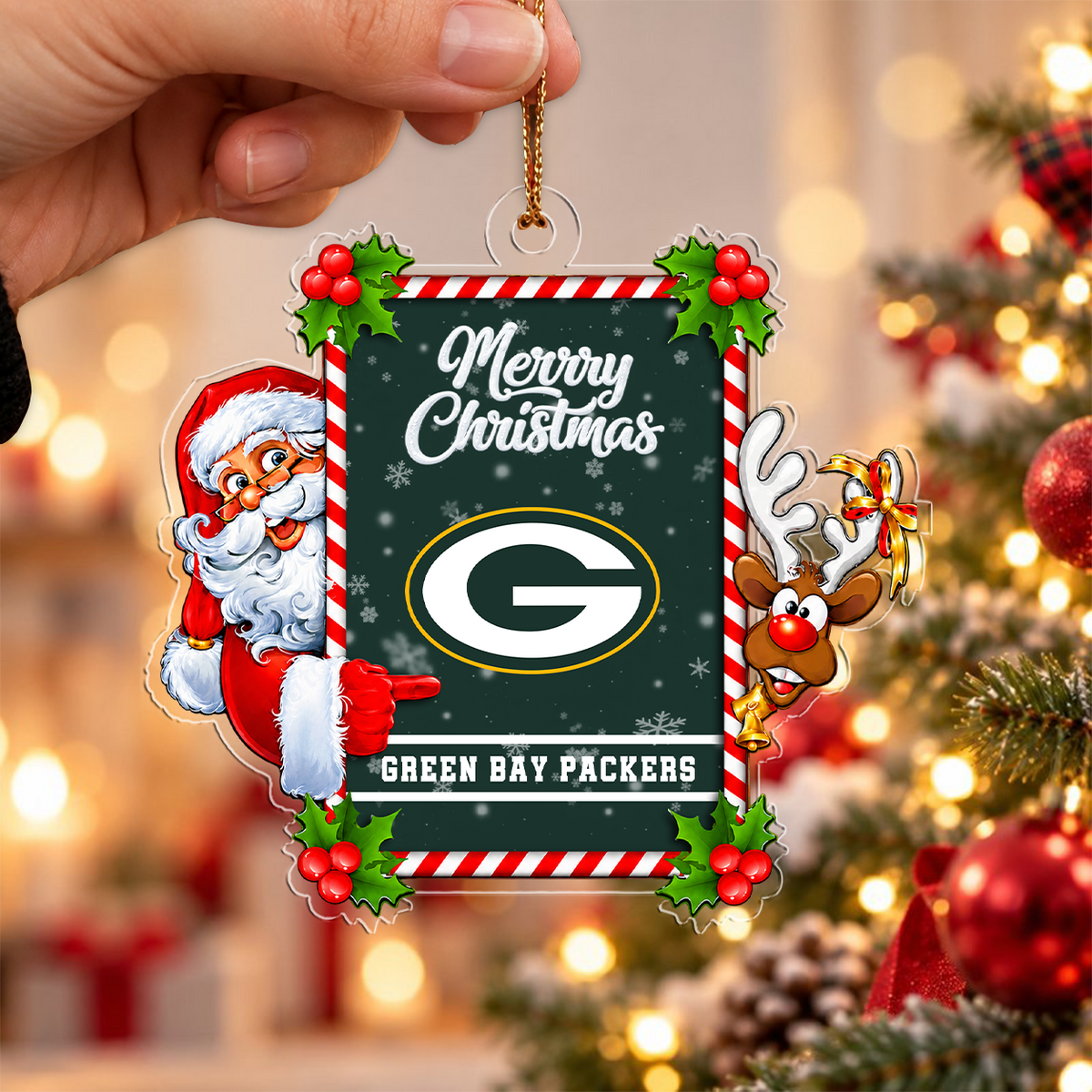 FINAL SALE - NEW CUSTOMIZED NFL08 GBP GREEN BAY PACKERS CHRISTMAS ACRYLIC ORNAMENT