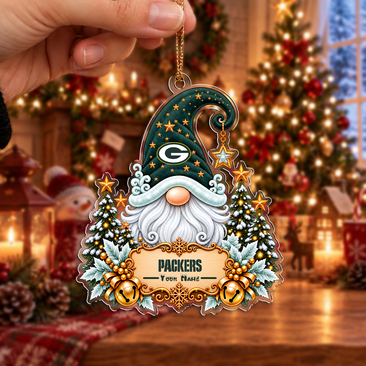 LIMITED EDITION - NEW CUSTOMIZED NFL08 GBP GREEN BAY PACKERS CHRISTMAS ACRYLIC ORNAMENT