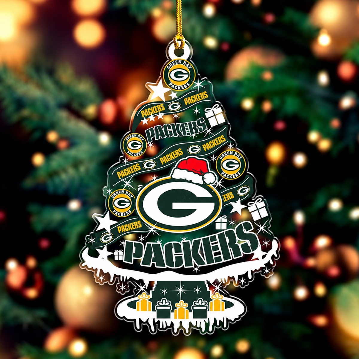 SPECIAL EDITION - NEW CUSTOMIZED NFL08 GBP GREEN BAY PACKERS CHRISTMAS ACRYLIC ORNAMENT