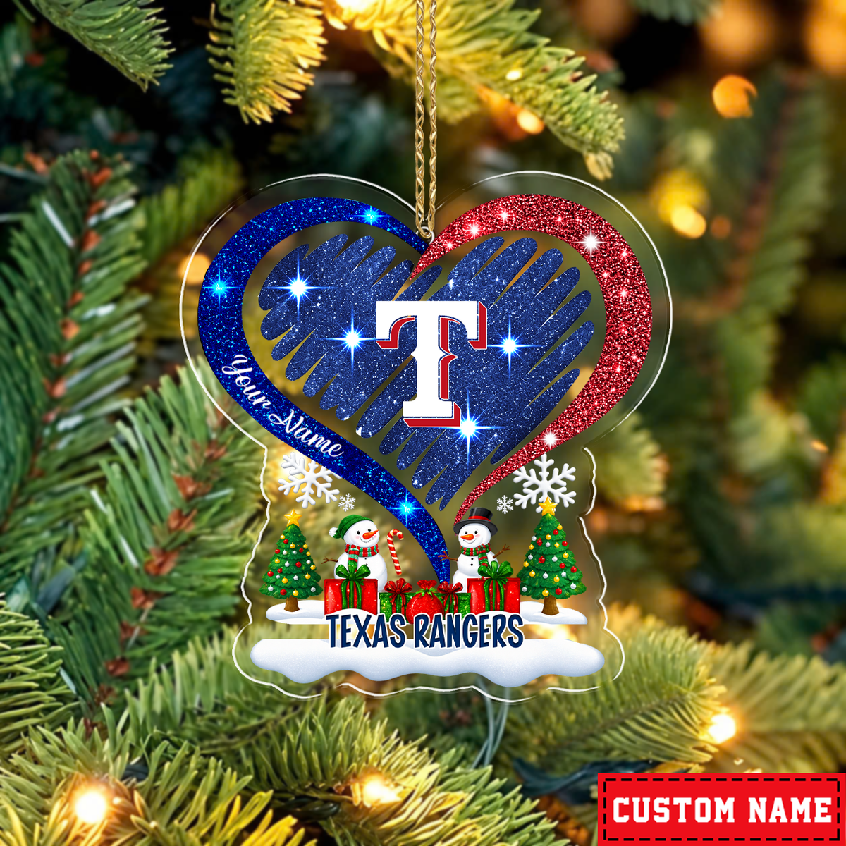 FINAL SALE - NEW CUSTOMIZED MLB08 TRS TEXAS RANGERS CHRISTMAS ACRYLIC ORNAMENT