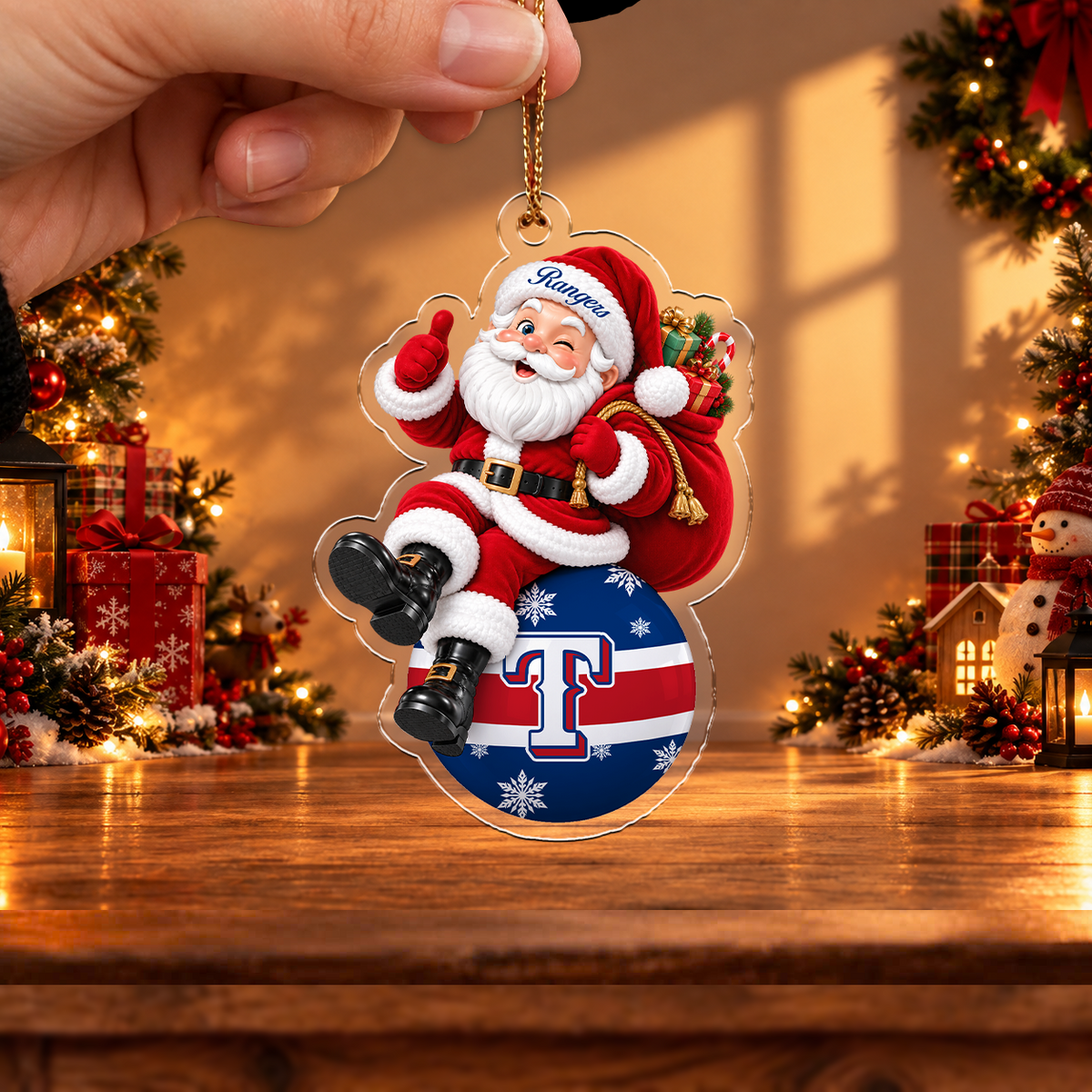 FLASH SALE - NEW CUSTOMIZED MLB08 TRS TEXAS RANGERS CHRISTMAS ACRYLIC ORNAMENT